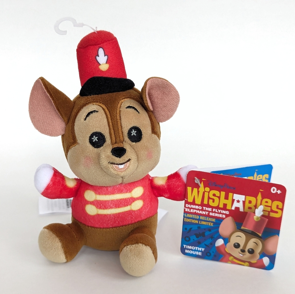 Nwt DISNEY PARKS "Wishables" Timothy Mouse Mini Plush Toy Dumbo Flying Elephant